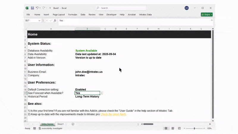 Choosing history and forecast options in intra_home