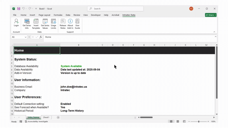 Opening the Release Notes page from the Add-In