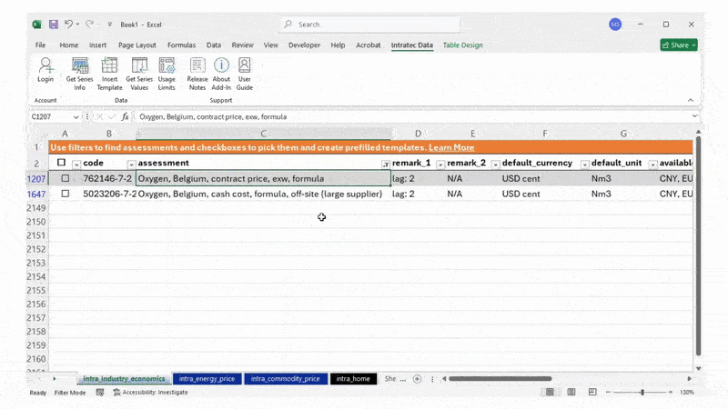 Marking assessments with checkboxes in column A